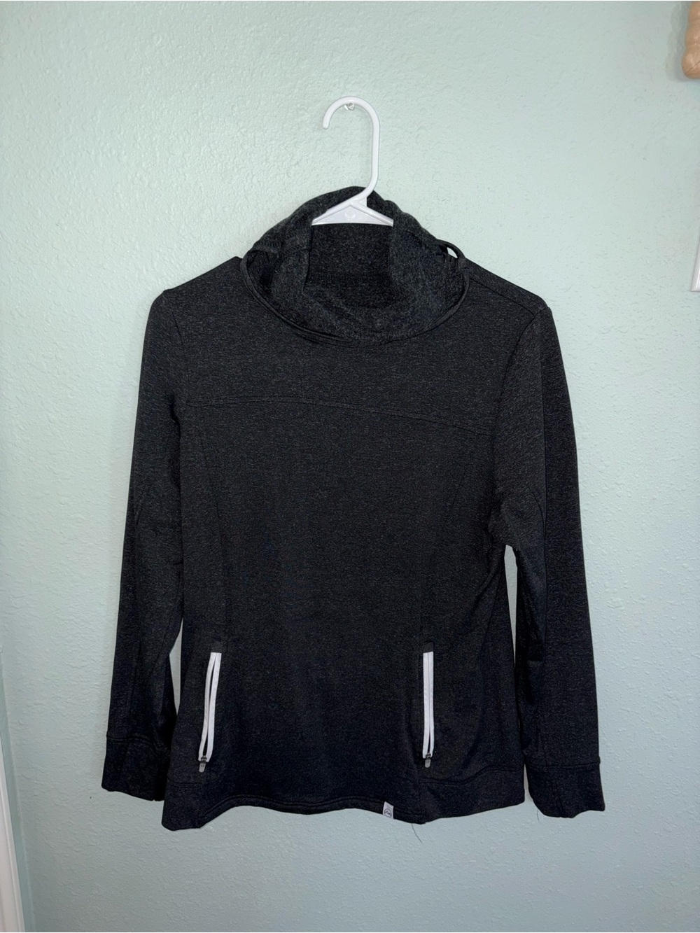 Women's Black Funnel Neck Sweater with Zip Pockets